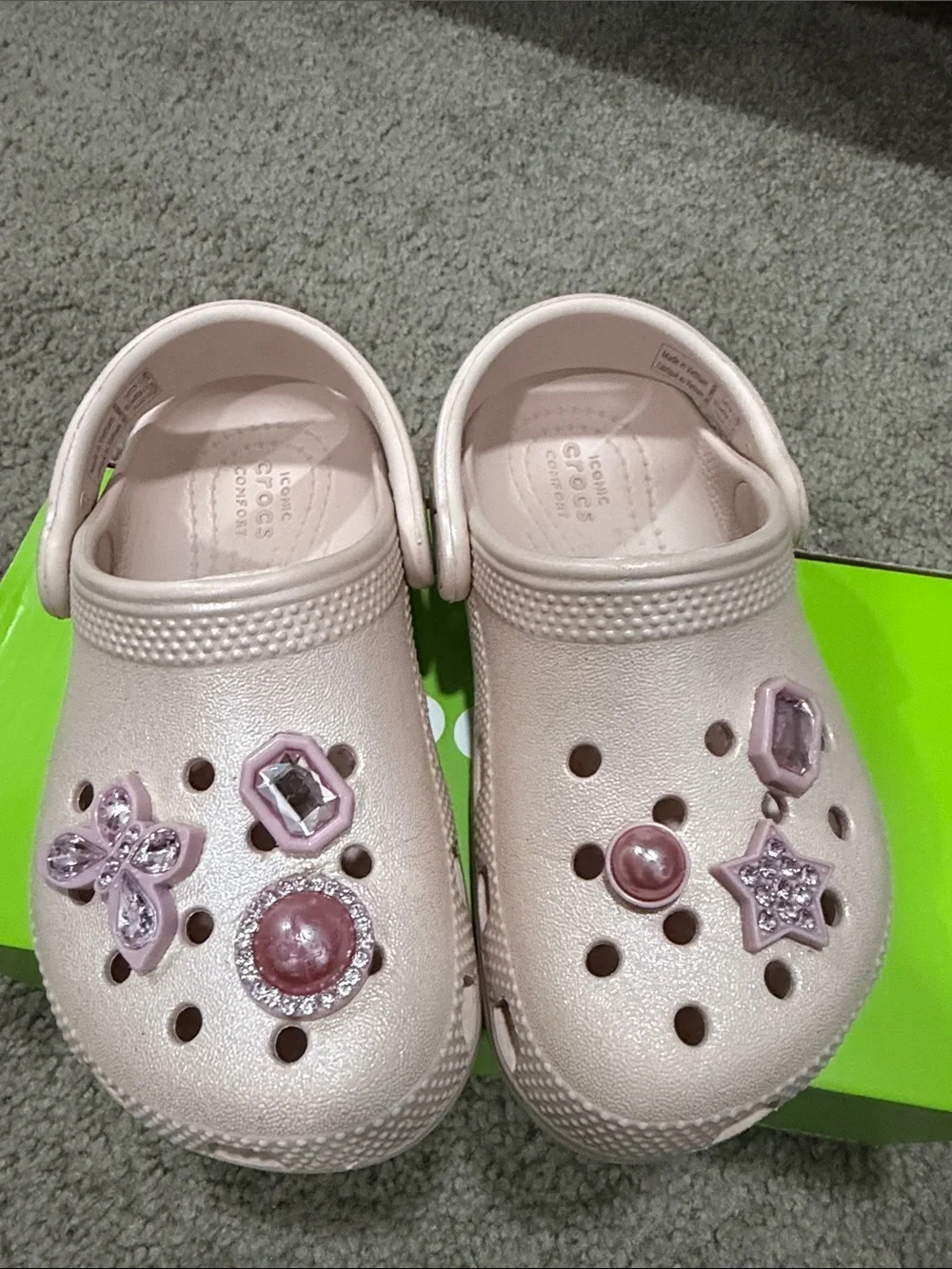 CROCS Kids Classic Shimmer Gem Clog in Quartz Pink